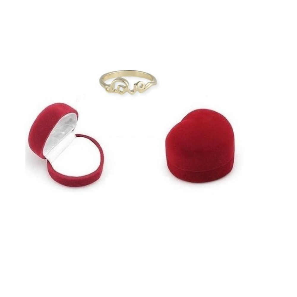Golden Love Ring in Heart Box